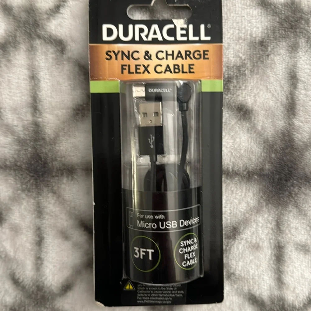 NEW Duracell Sync & Charge Flex Cable - for use with Mocro USB Devices
